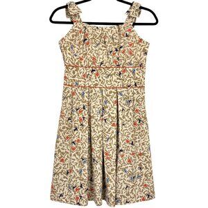 Teeze Me Fit & Flare Sleeveless Dress Juniors Size 7 Beige Whimsical Bird Print‎